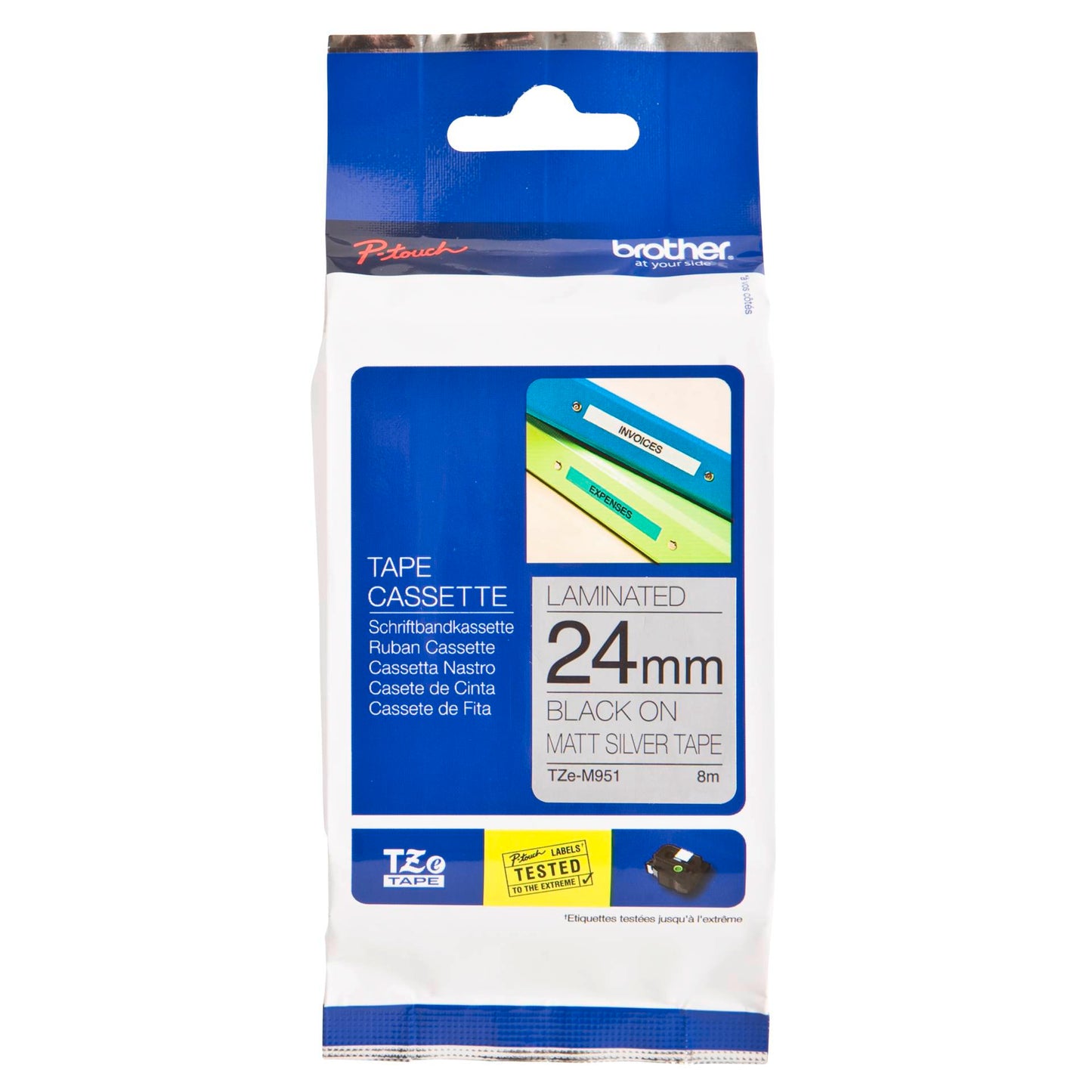 Brother labelling tape TZE-M951 silver/black 24 mm