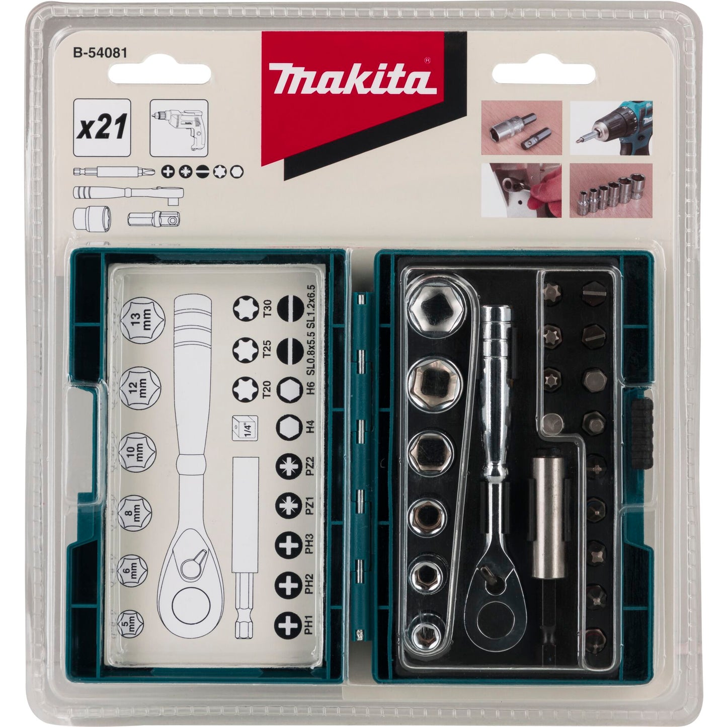 Makita B-54081 Ratchet + Bit Set