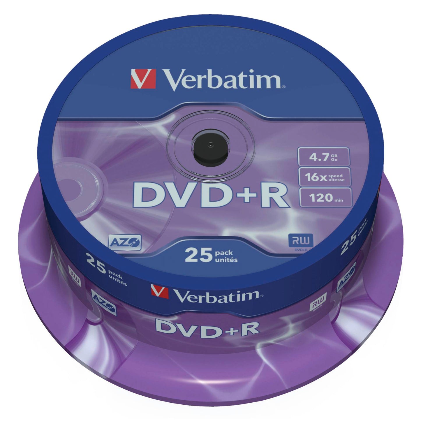 1x25 Verbatim DVD+R 4,7GB 16x Speed, matt silver