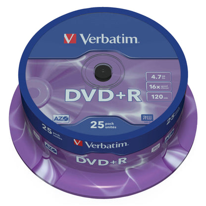 1x25 Verbatim DVD+R 4,7GB 16x Speed, matt silver