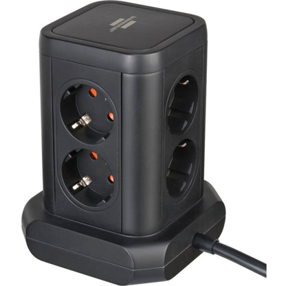 Brennenstuhl Socket Tower 8-fold with 4 USB 2m    black