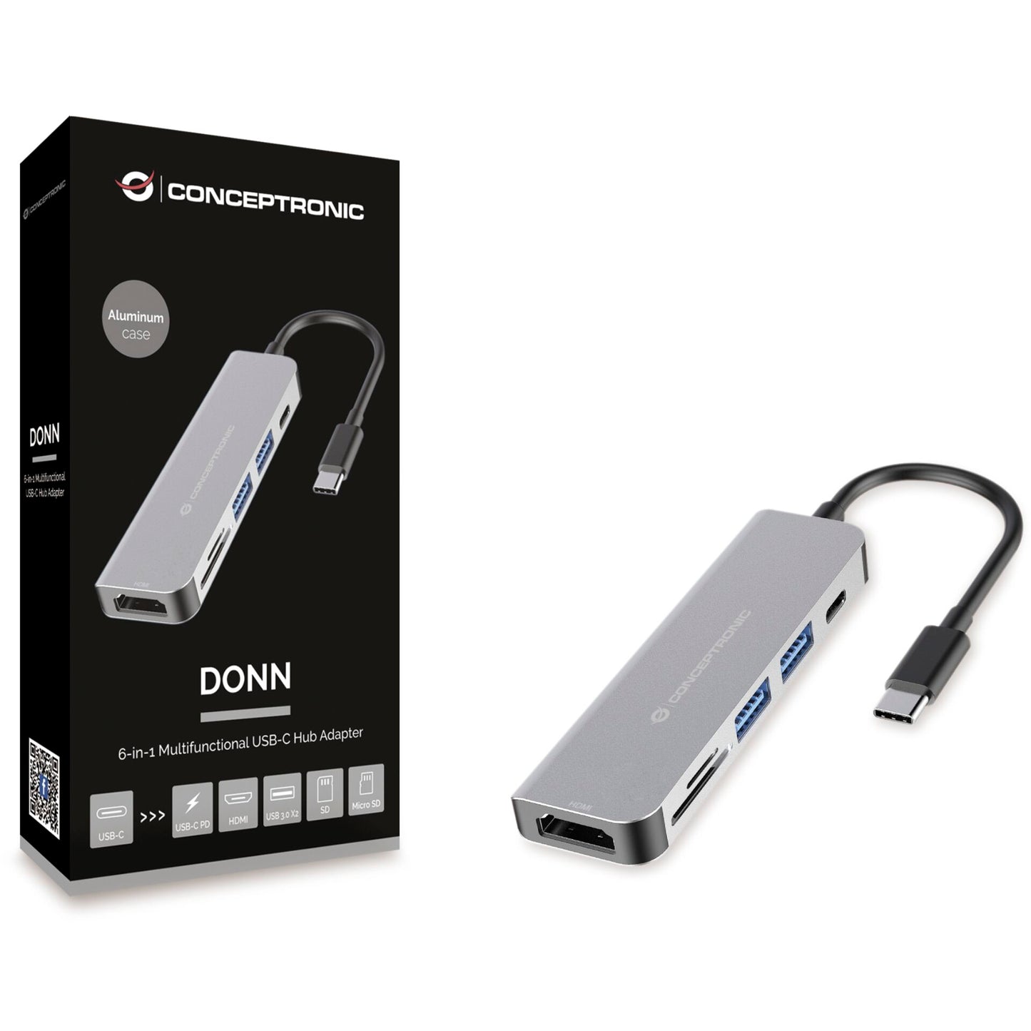 Conceptronic DONN02G 6-in-1 Docking Station