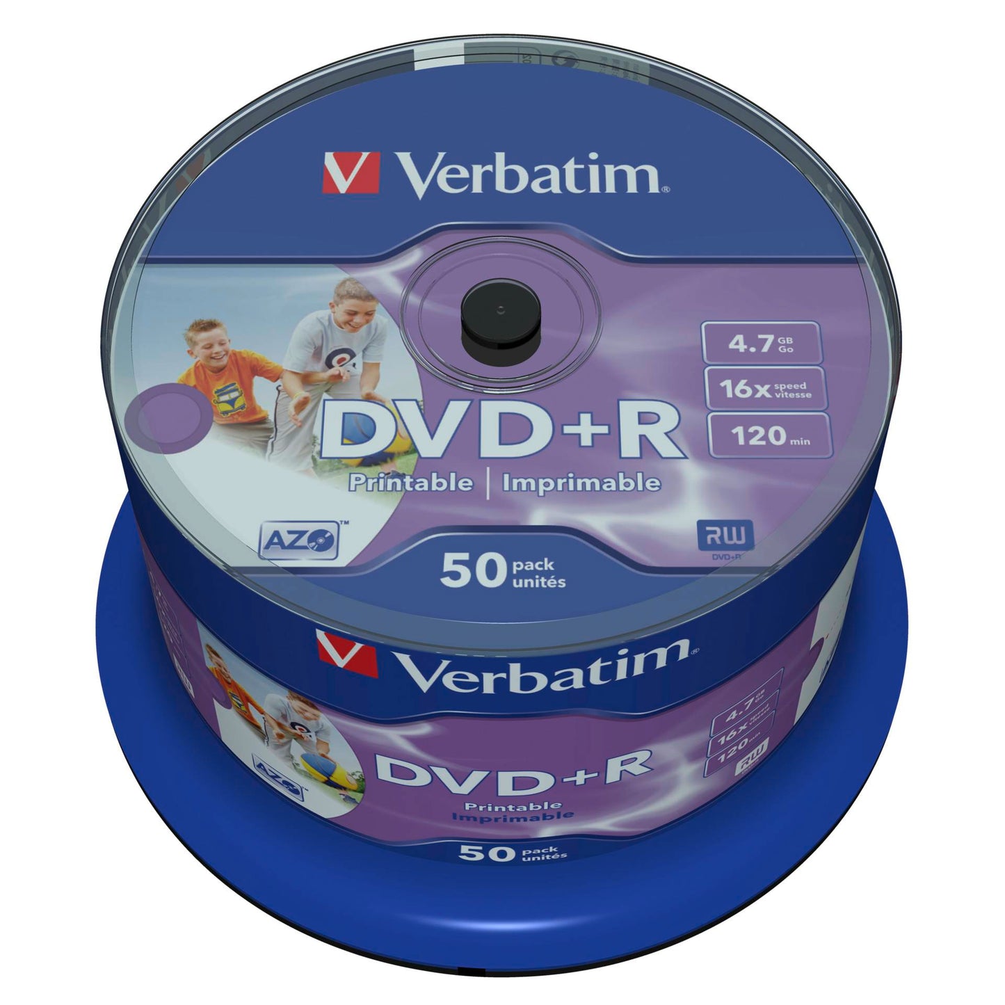 1x50 Verbatim DVD+R 4,7GB 16x Speed, wide printable NON-ID