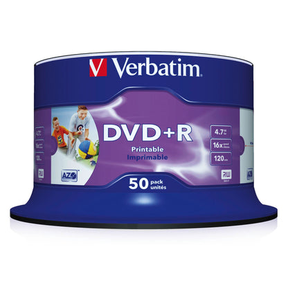 1x50 Verbatim DVD+R 4,7GB 16x Speed, wide printable NON-ID