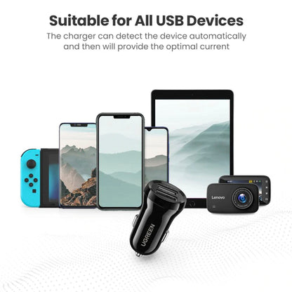 UGREEN Dual USB-A 24W Car Charger Black