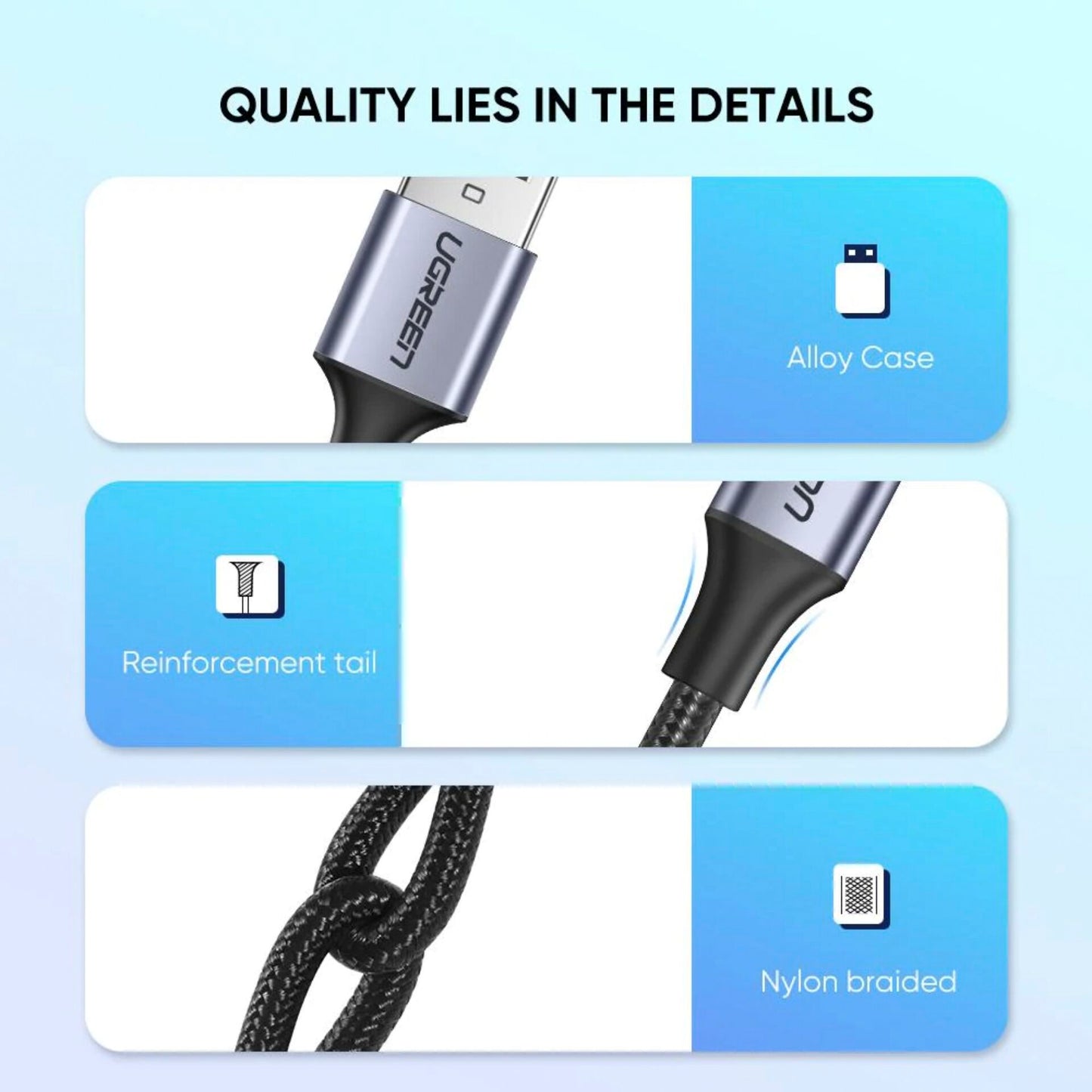 UGREEN USB-C To USB-A Cable Black 2M