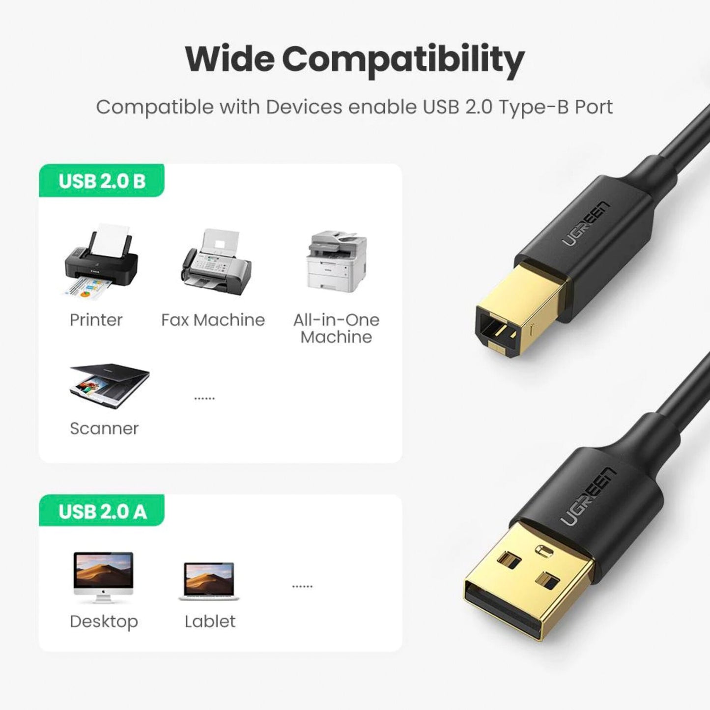 UGREEN USB-A To BM Print Cable 1,5m