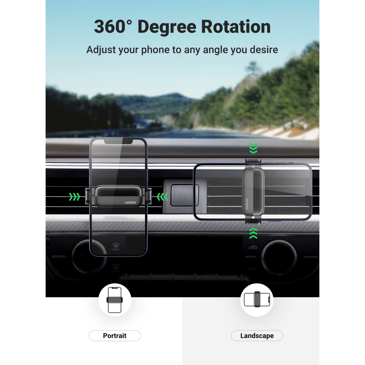 UGREEN Air Vent Car Mount Phone Holder Black