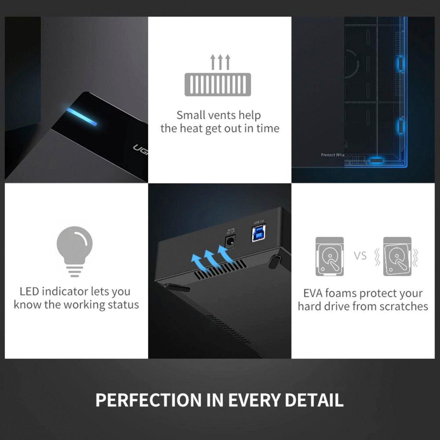 UGREEN External Hard Drive Enclosure for 3,5-Zoll-SATA
