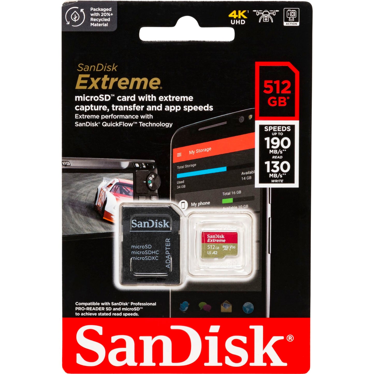 SanDisk microSDXC          512GB Extreme A2 C10 V30 UHS-I U3