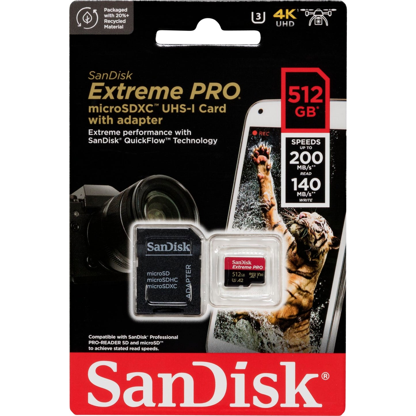 SanDisk microSDXC          512GB Extreme Pro A2 C10 V30 UHS-I U3