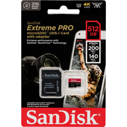 SanDisk microSDXC          512GB Extreme Pro A2 C10 V30 UHS-I U3