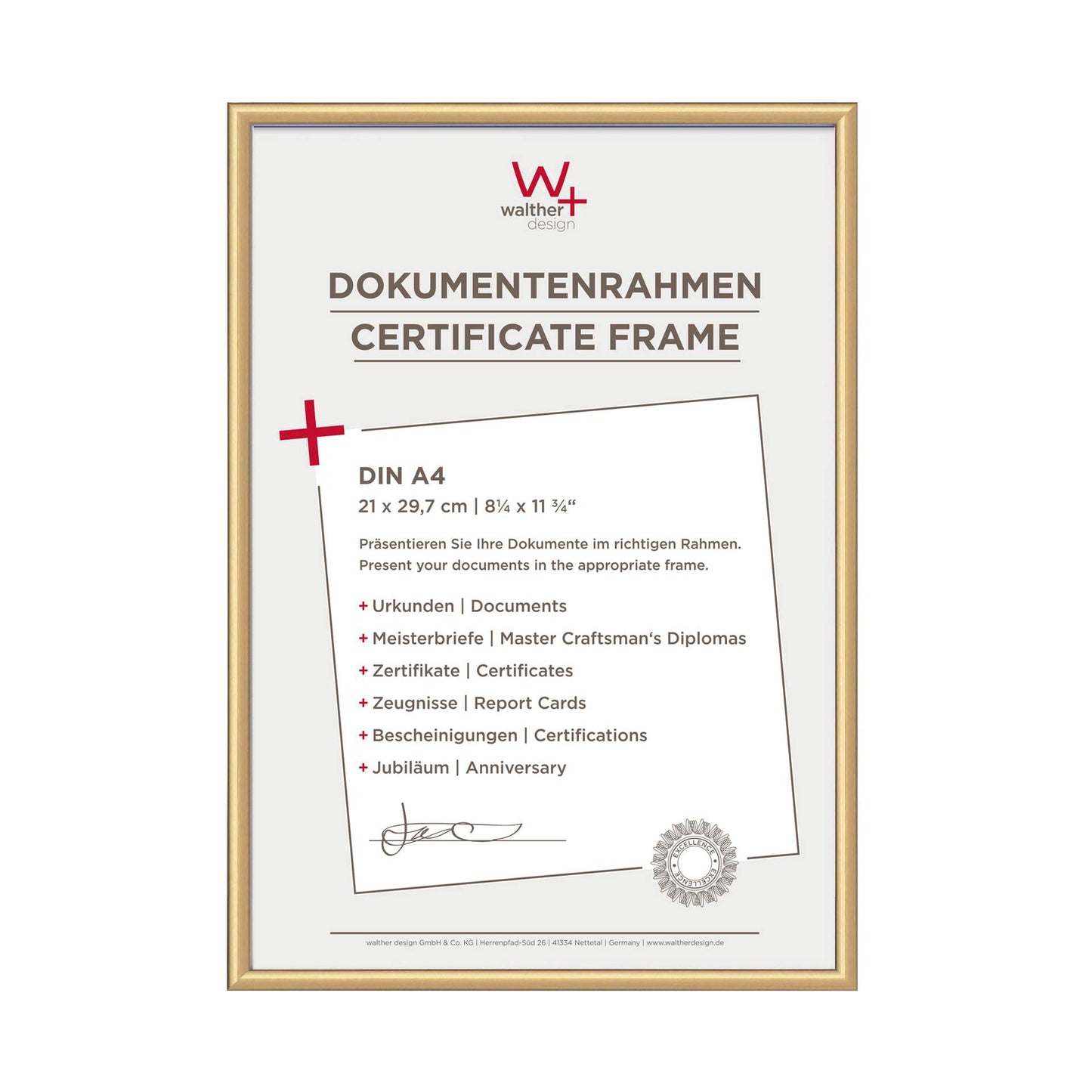 Walther New Lifestyle    21x29,7 Resin gold DIN A4 KV130G