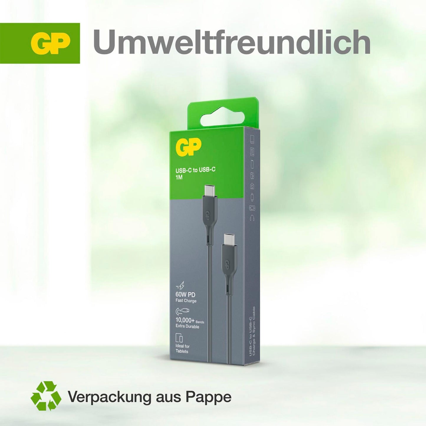 GP CC1P Charge & Sync Cable 1m USB-C / USB-C 60W PD black