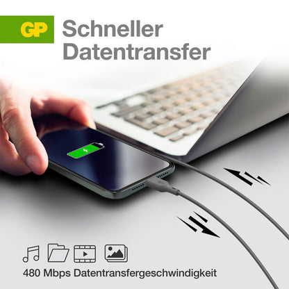 GP CL1P Charge & Sync Cable 1m USB-C / Lightning 20W PD black