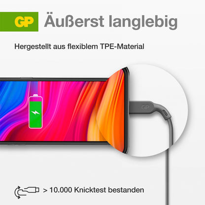 GP CL1P Charge & Sync Cable 1m USB-C / Lightning 20W PD black