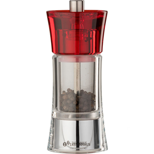 Zassenhaus pepper mill AACHEN Acryl, red, 14 cm