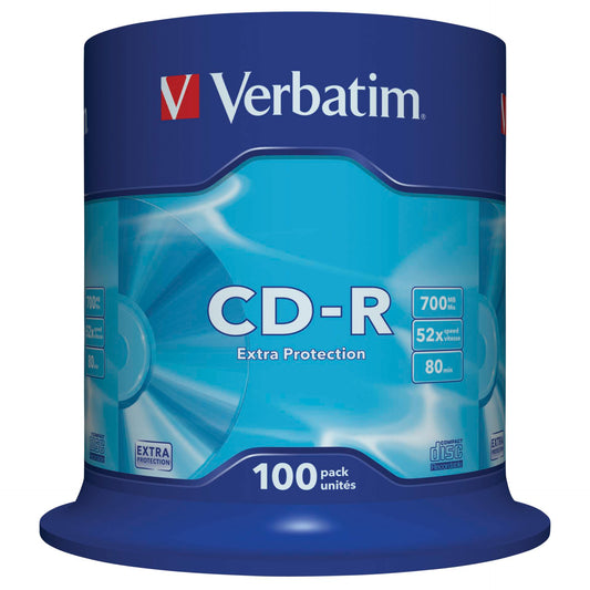 1x100 Verbatim Data Life CD-R 80 700MB, 52x Speed, Cake Box