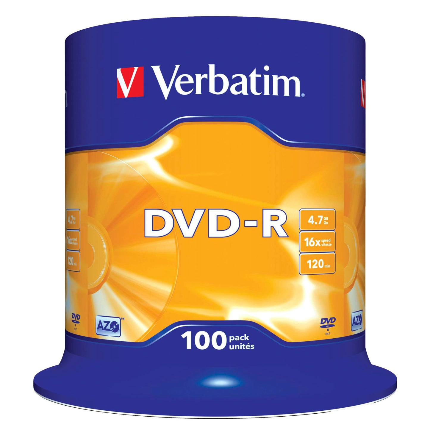 1x100 Verbatim DVD-R 4,7GB 16x Speed, matt silver
