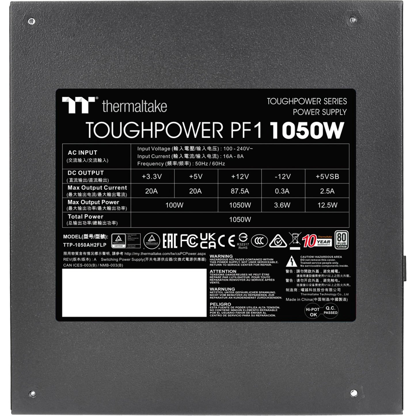 Thermaltake Toughpower PF1 1050W 80+ Platinum Modular