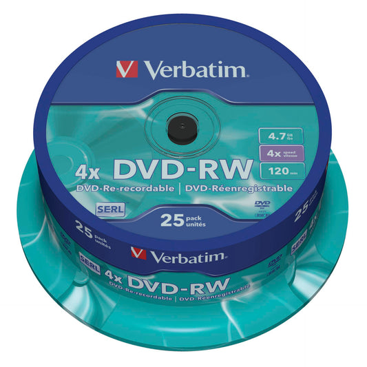 1x25 Verbatim DVD-RW 4,7GB 4x Speed, matt silver