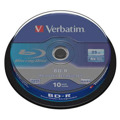 1x10 Verbatim BD-R Blu-Ray 25GB 6x Speed, white blue Cakebox