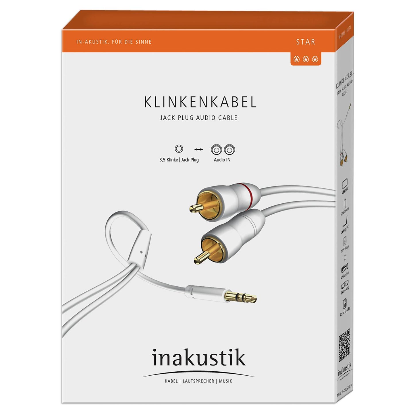 in-akustik Star Audio Cable 3,5 mm Jack Plug - Cinch 0,75 m