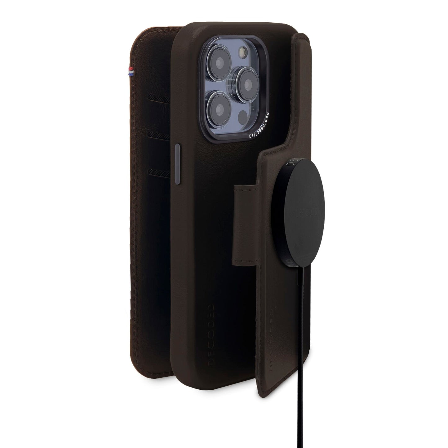 Decoded Leather MagSafe Modu Wallet iP12/13/14 Pro Max Brown
