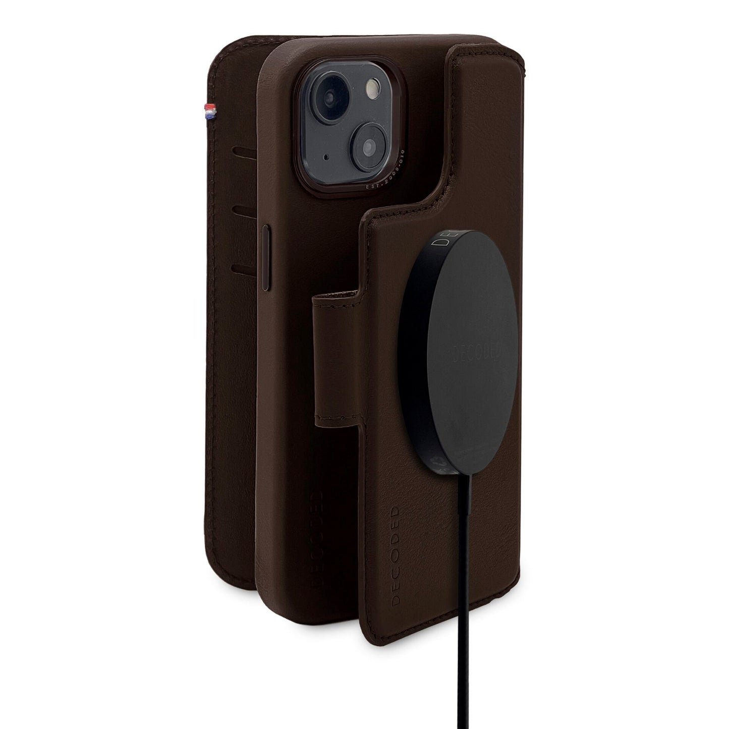 Decoded Leather MagSafe Modu Wallet iP 14Plus Chocolate Brown
