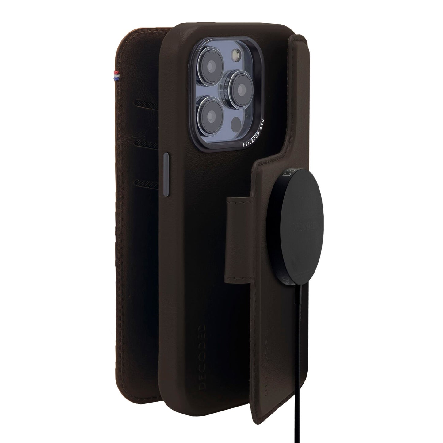 Decoded Leather MagSafe Modu Wallet iP 14 Pro Chocolate Brown