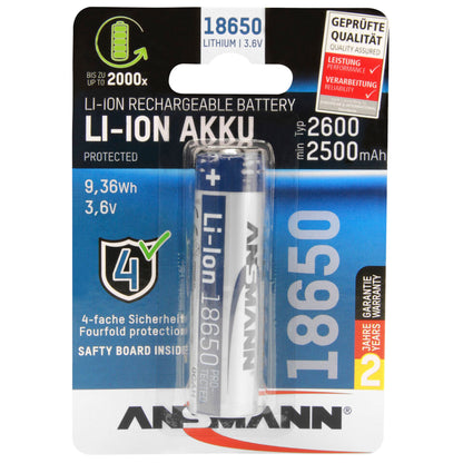 Ansmann Li-Ion 18650 2600mAh 3,6V Battery 9,36Wh 1307-0000