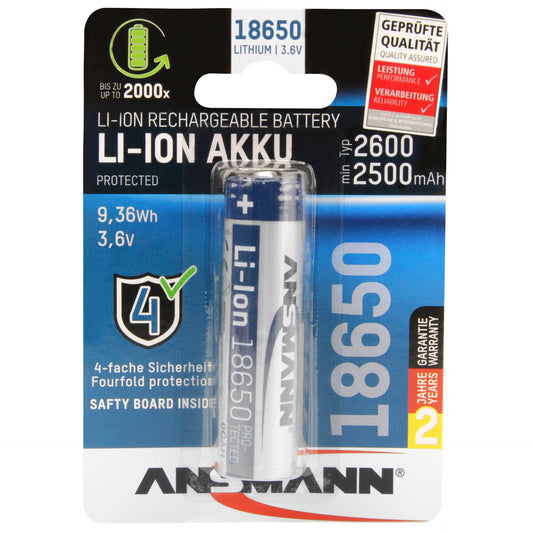 Ansmann Li-Ion 18650 2600mAh 3,6V Battery 9,36Wh 1307-0000