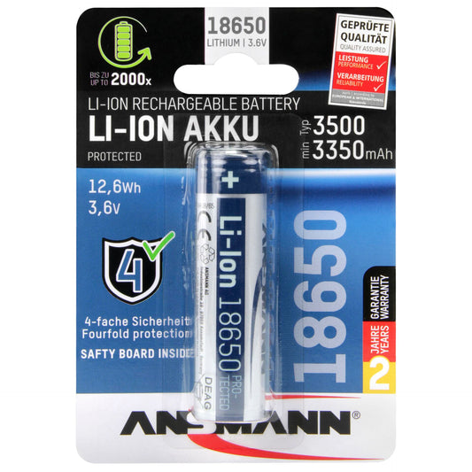 Ansmann Li-Ion 18650 3500mAh 3,6V Battery 12,6Wh 1307-0001