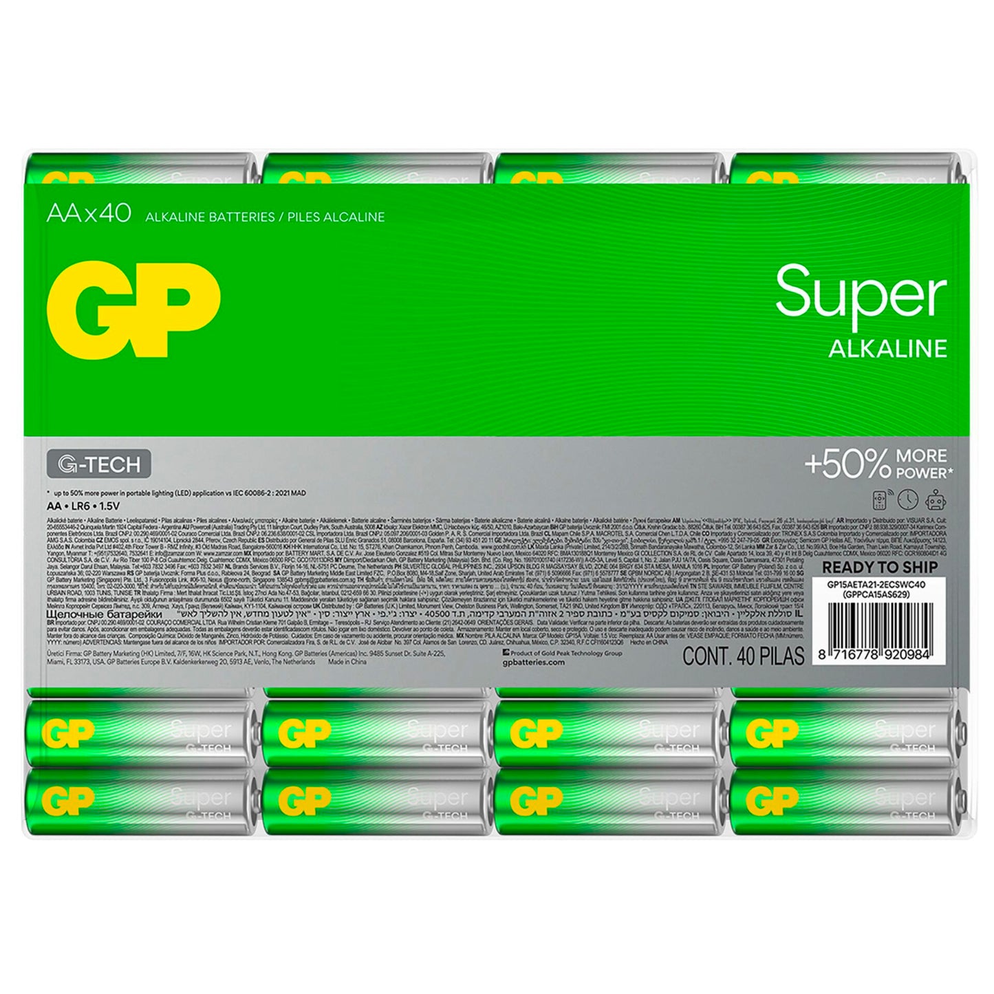 1x40 GP Super Alkaline AA Mignon Batteries Blister 030E15AS40-2
