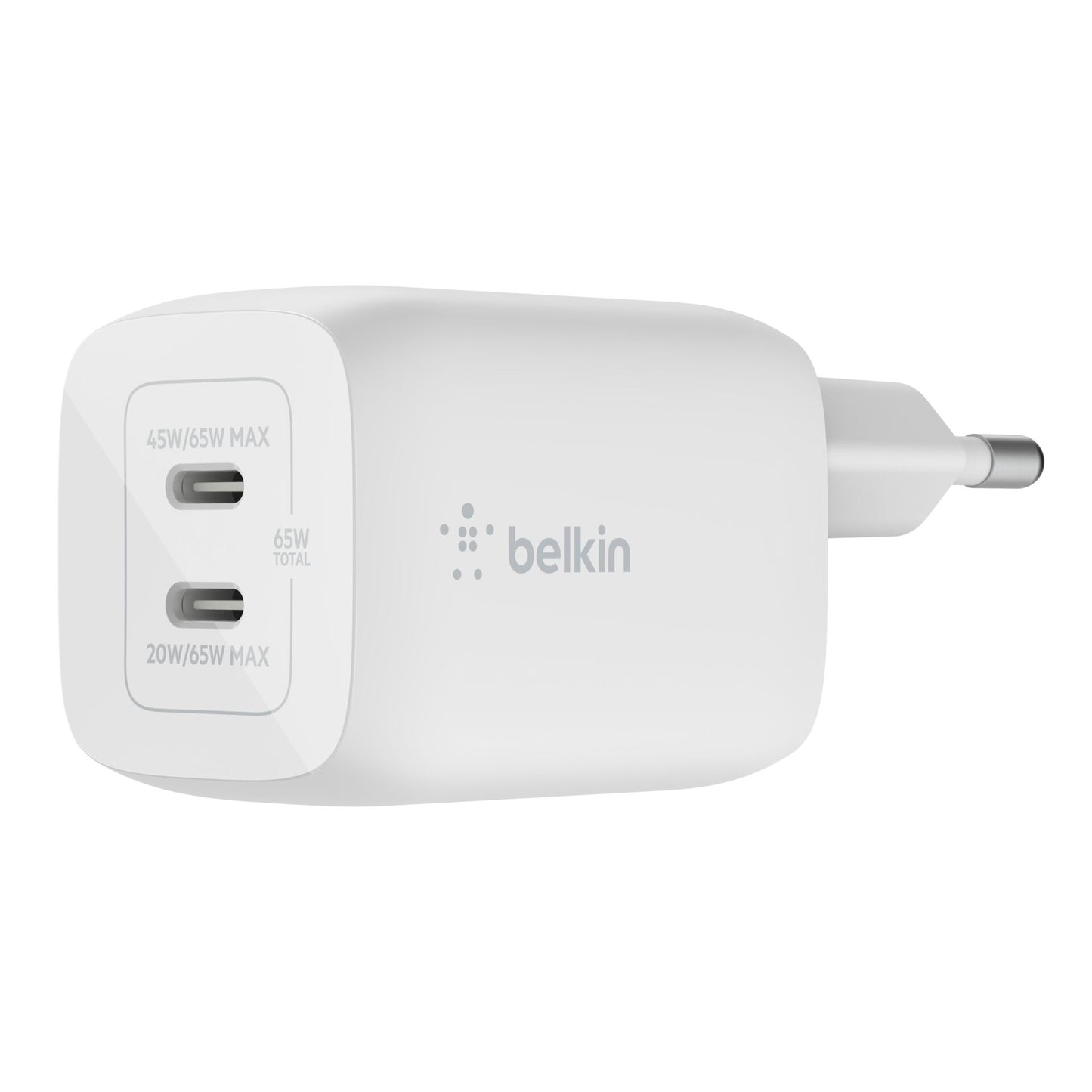 Belkin BOOST Charger 2xUSB-C 65W Charg.PD 3.0 PPS wt. WCH013vfWH