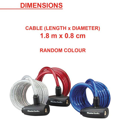 Master Lock Twisted Cable Lock with key 1,80m   8127EURDPRO