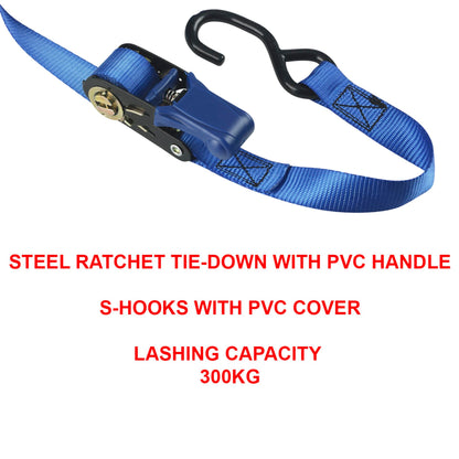 Master Lock 4 Ratchet tie-down with S-Hooks 5m blue  4367EURDAT