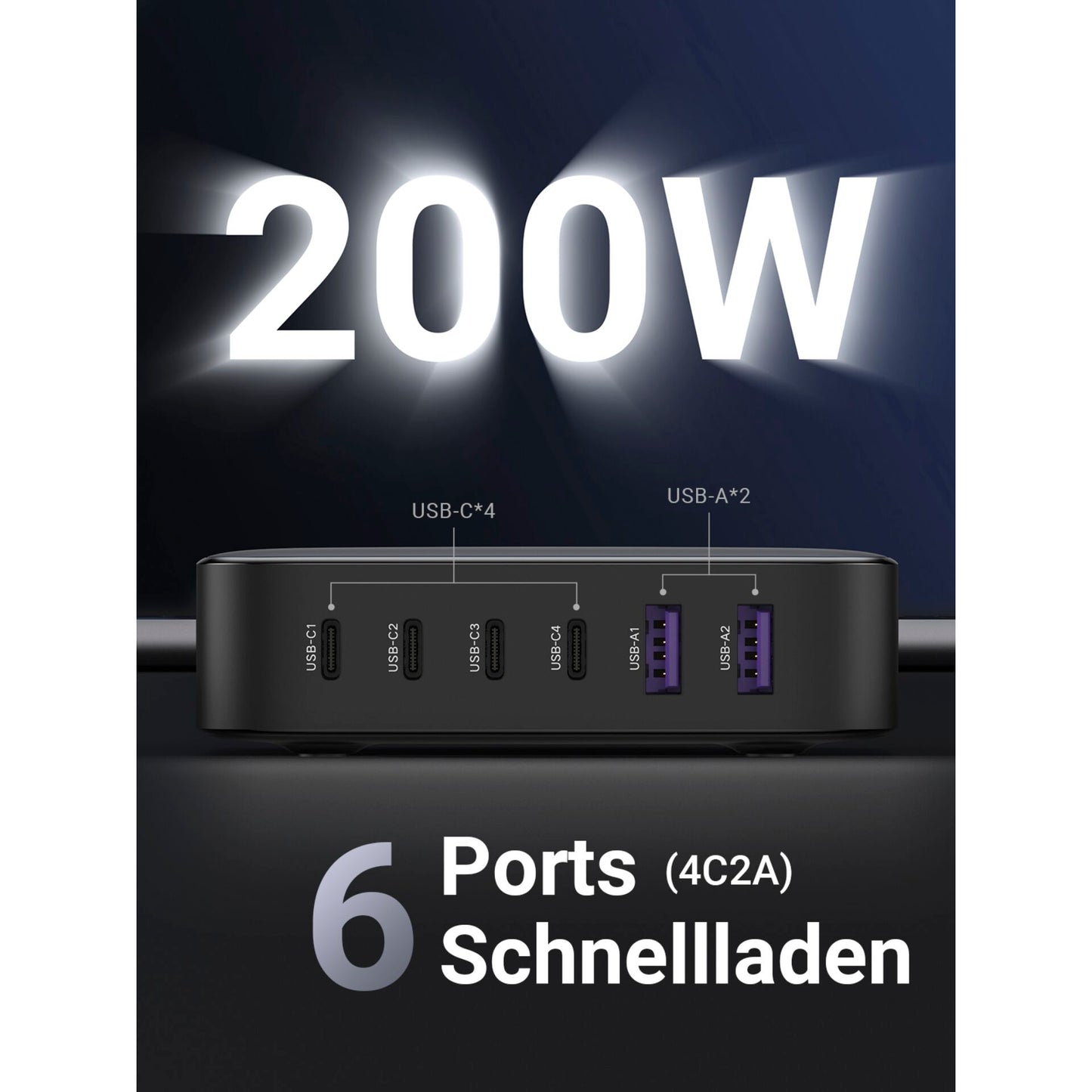 UGREEN 2USB-A+4USB-C 200W Desktop Fast Charger