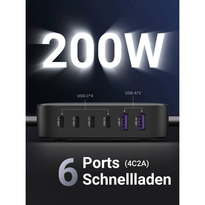 UGREEN 2USB-A+4USB-C 200W Desktop Fast Charger