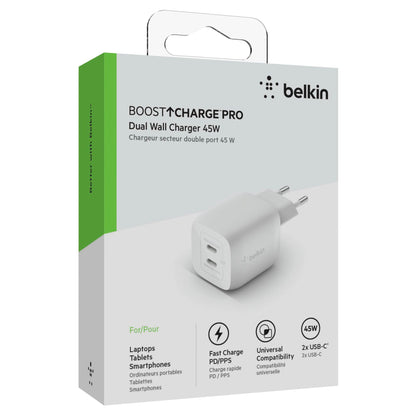 Belkin BOOST Charge USB-C 45W Charger GaN PD+PPS WCH011vfWH