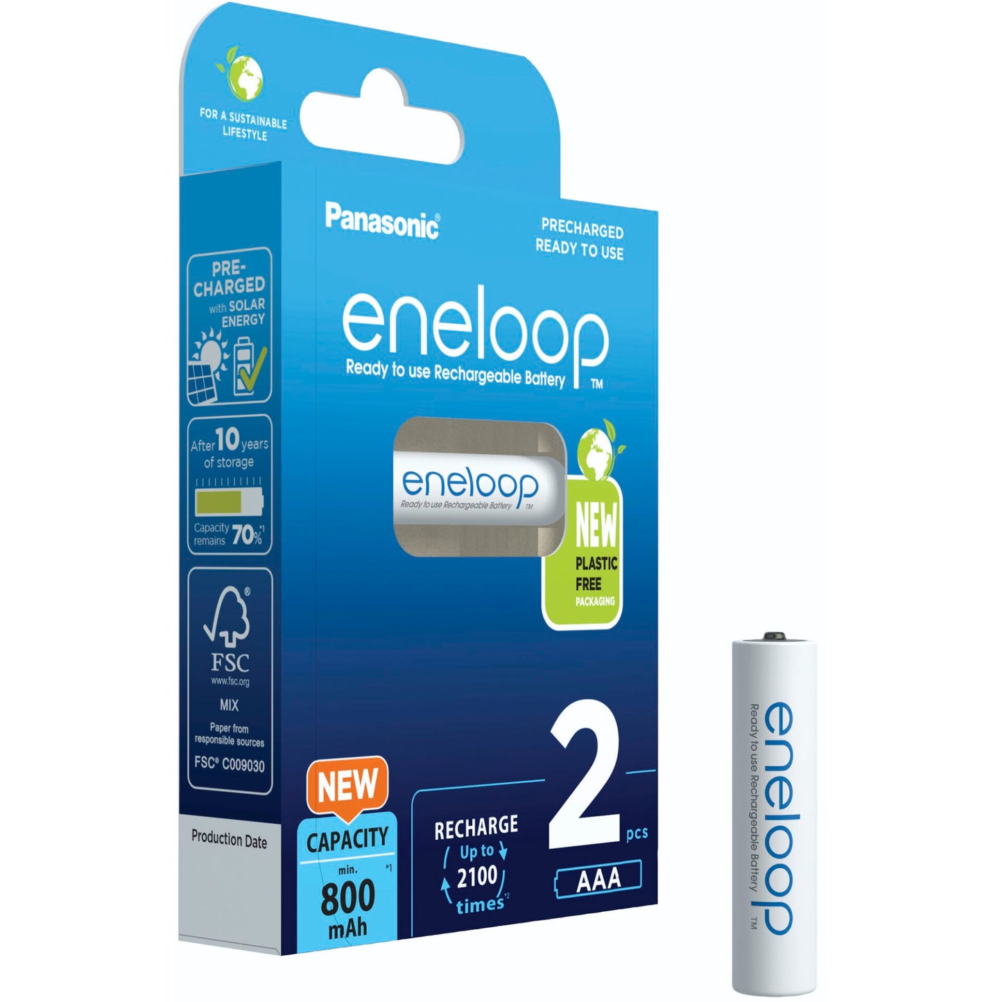 1x2 Panasonic Eneloop Micro AAA 800mAh Ni-MH        BK-4MCDE/2BE