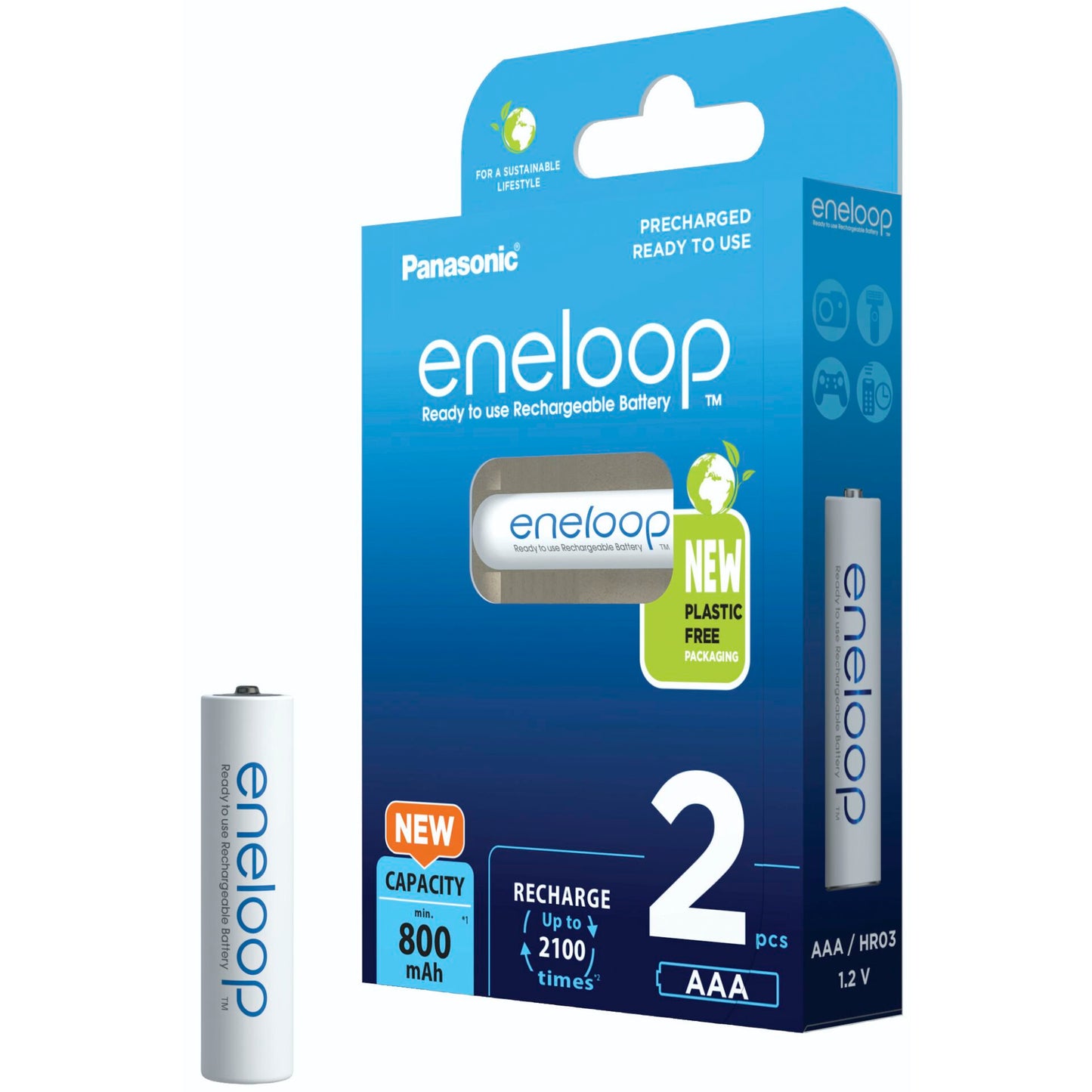 1x2 Panasonic Eneloop Micro AAA 800mAh Ni-MH        BK-4MCDE/2BE