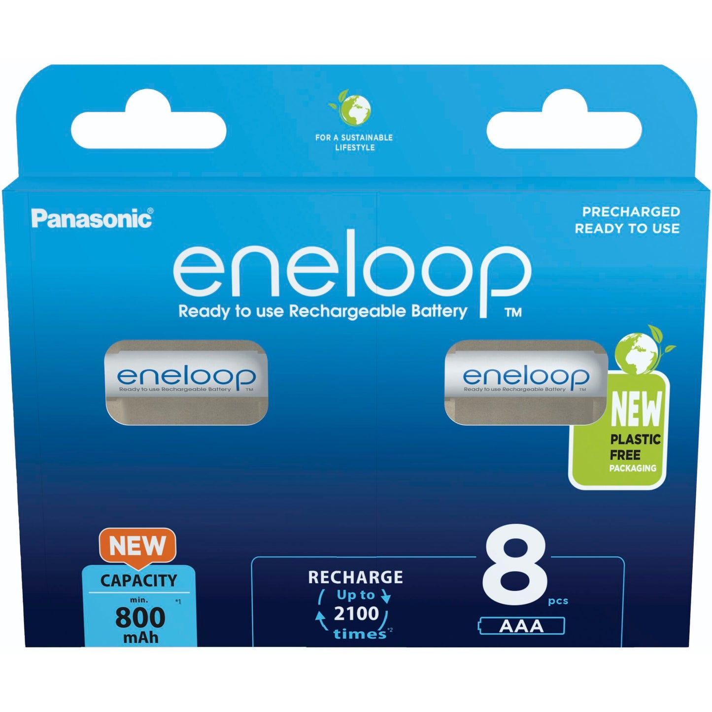 1x8 Panasonic Eneloop Micro AAA 800mAh Ni-MH        BK-4MCDE/8BE