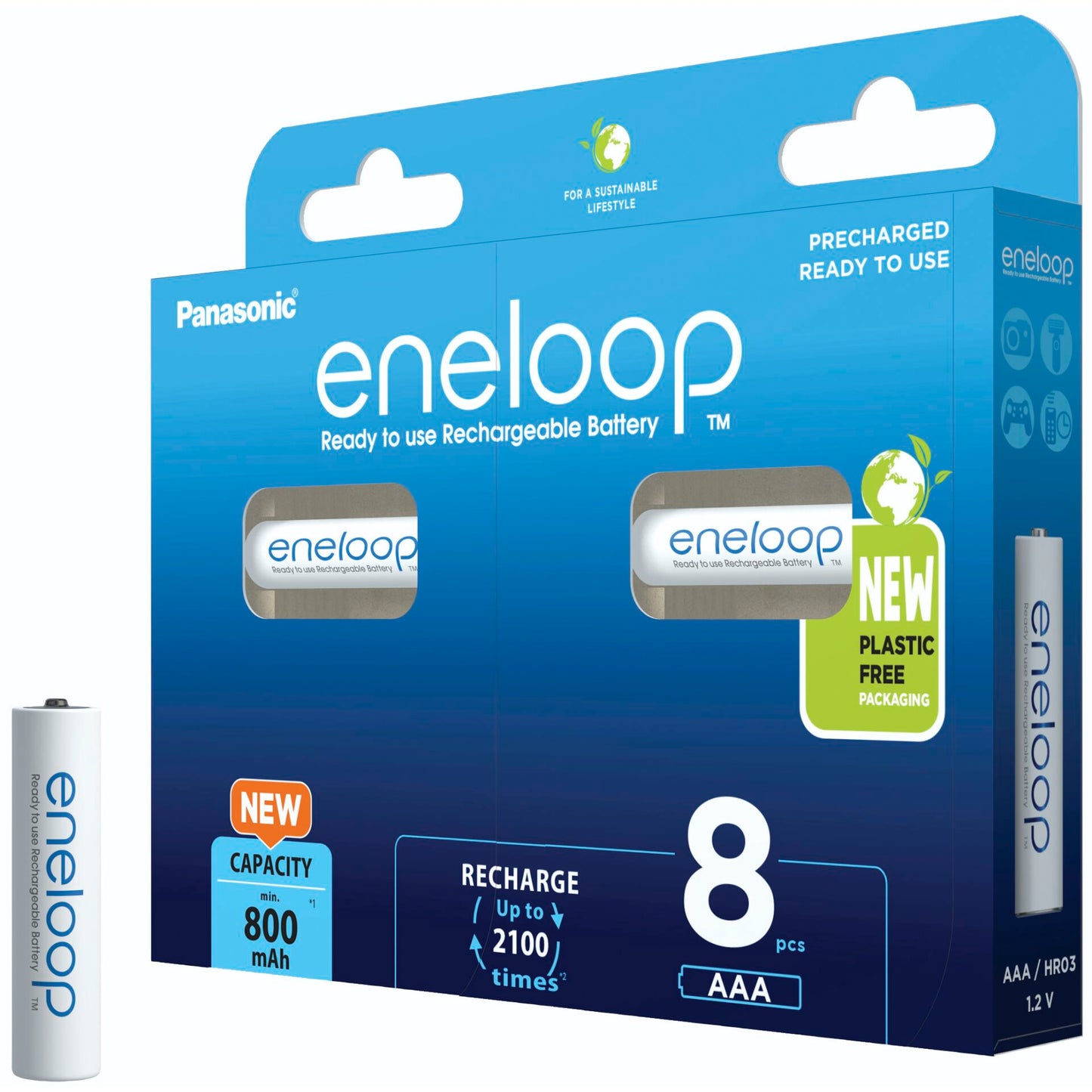 1x8 Panasonic Eneloop Micro AAA 800mAh Ni-MH        BK-4MCDE/8BE