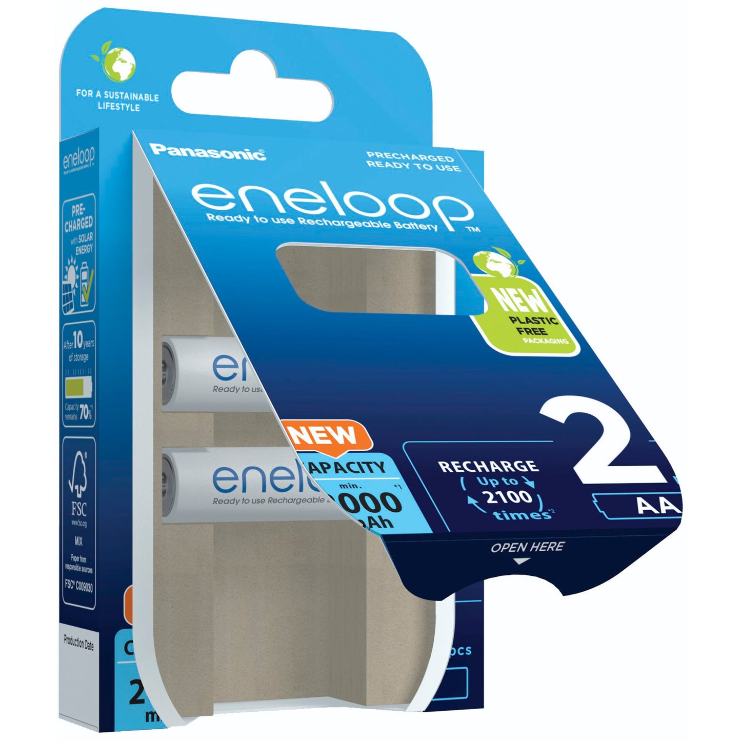 1x2 Panasonic Eneloop Mignon AA 2000mAh Ni-MH       BK-3MCDE/2BE