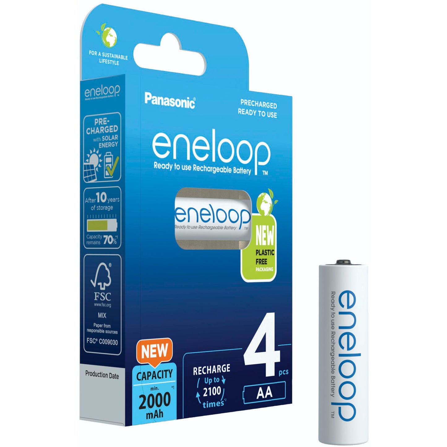 1x4 Panasonic Eneloop Mignon AA 2000mAh Ni-MH      BK-3MCDE/4BE