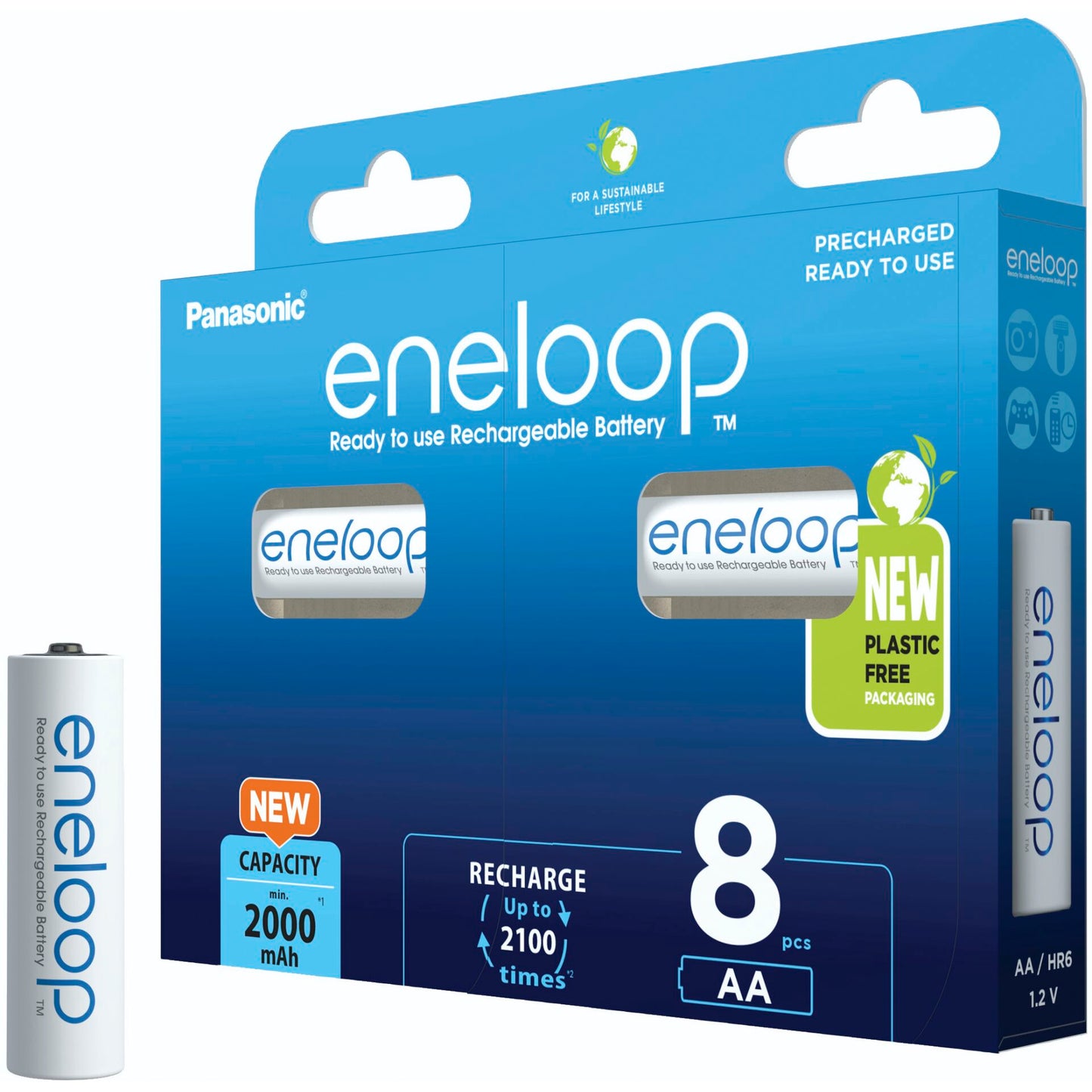 1x8 Panasonic Eneloop Mignon AA 2000mAh Ni-MH       BK-3MCDE/8BE