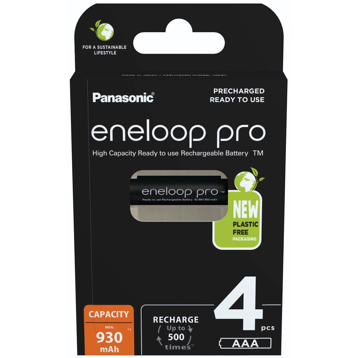 1x4 Panasonic Eneloop Pro Micro 930mAh AAA Ni-MH    BK-4HCDE/4BE