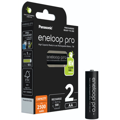 1x2 Panasonic Eneloop Pro Mignon 2500mAh AA Ni-MH    BK-3HCDE/2BE