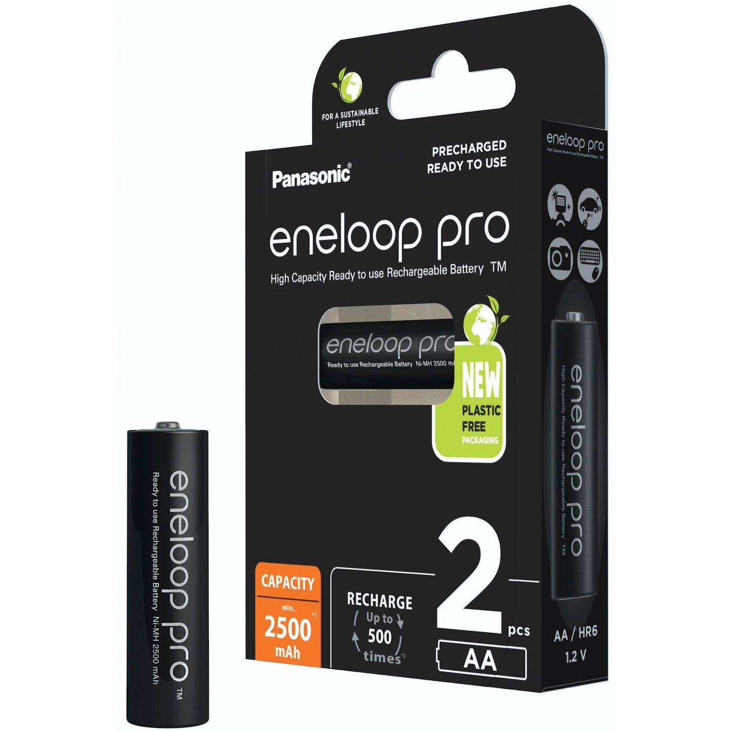 1x2 Panasonic Eneloop Pro Mignon 2500mAh AA Ni-MH    BK-3HCDE/2BE